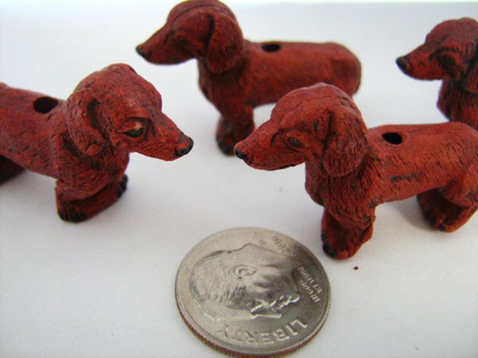 10 Ceramic Animal Beads Large Red Dachshund Beads LG198 Etsy