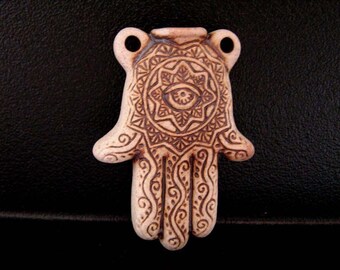 Hamsa Hand high fired ceramic bottle bead - BOT44