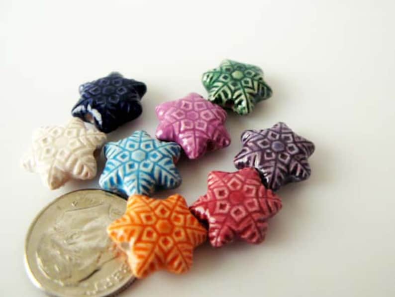 20 Ceramic Beads mixed Tiny Snowflake Beads CB859
