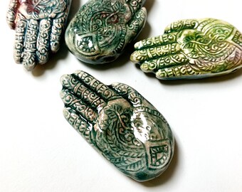 10 Raku Henna Hand Beads - LG691