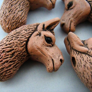 10 Large Brown Llama Head Beads LG353 image 2