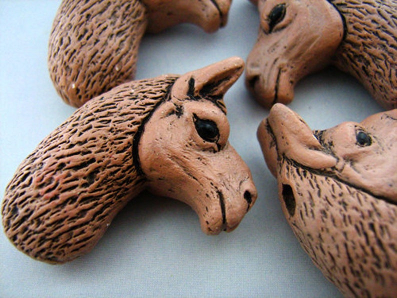 10 Large Brown Llama Head Beads LG353 image 2