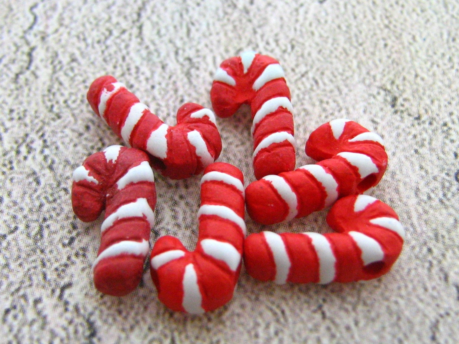 20 Ceramic Beads Tiny Candy Cane Beads CB97 Etsy