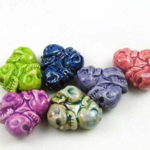 4 Tiny Skull Wheel Beads mixed colors CB782 image 1