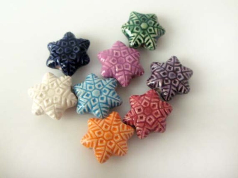 20 Ceramic Beads mixed Tiny Snowflake Beads CB859