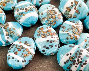 CLOSEOUT - Hand Made Blue Chinese Glass Beads - 10 pieces - FR20
