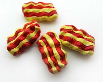 4 Tiny Bacon Beads - CB906