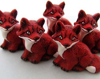 10 Ceramic Animal Beads - Large Fox - LG49