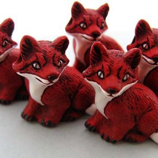 10 Ceramic Animal Beads - Large Fox - LG49