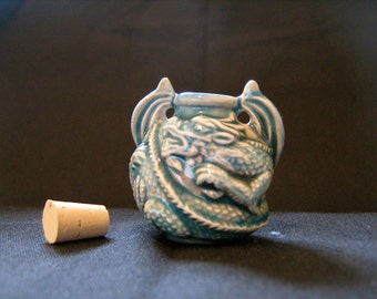 Raku Bottle Ceramic Bead - Round Dragon - RAKBOT40