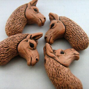 10 Large Brown Llama Head Beads LG353 image 1