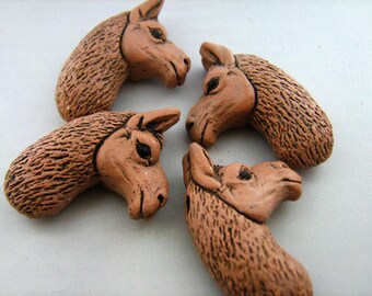 10 Large Brown Llama Head Beads - LG353