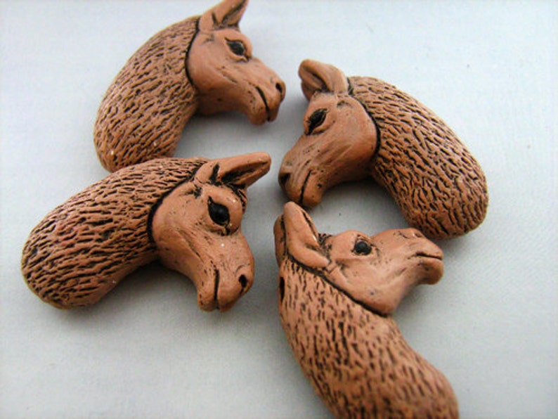 10 Large Brown Llama Head Beads LG353 image 1