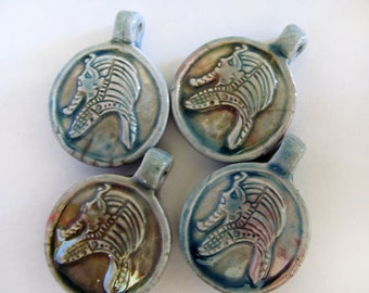 4 Raku Pharoah Pendants -  RAK163