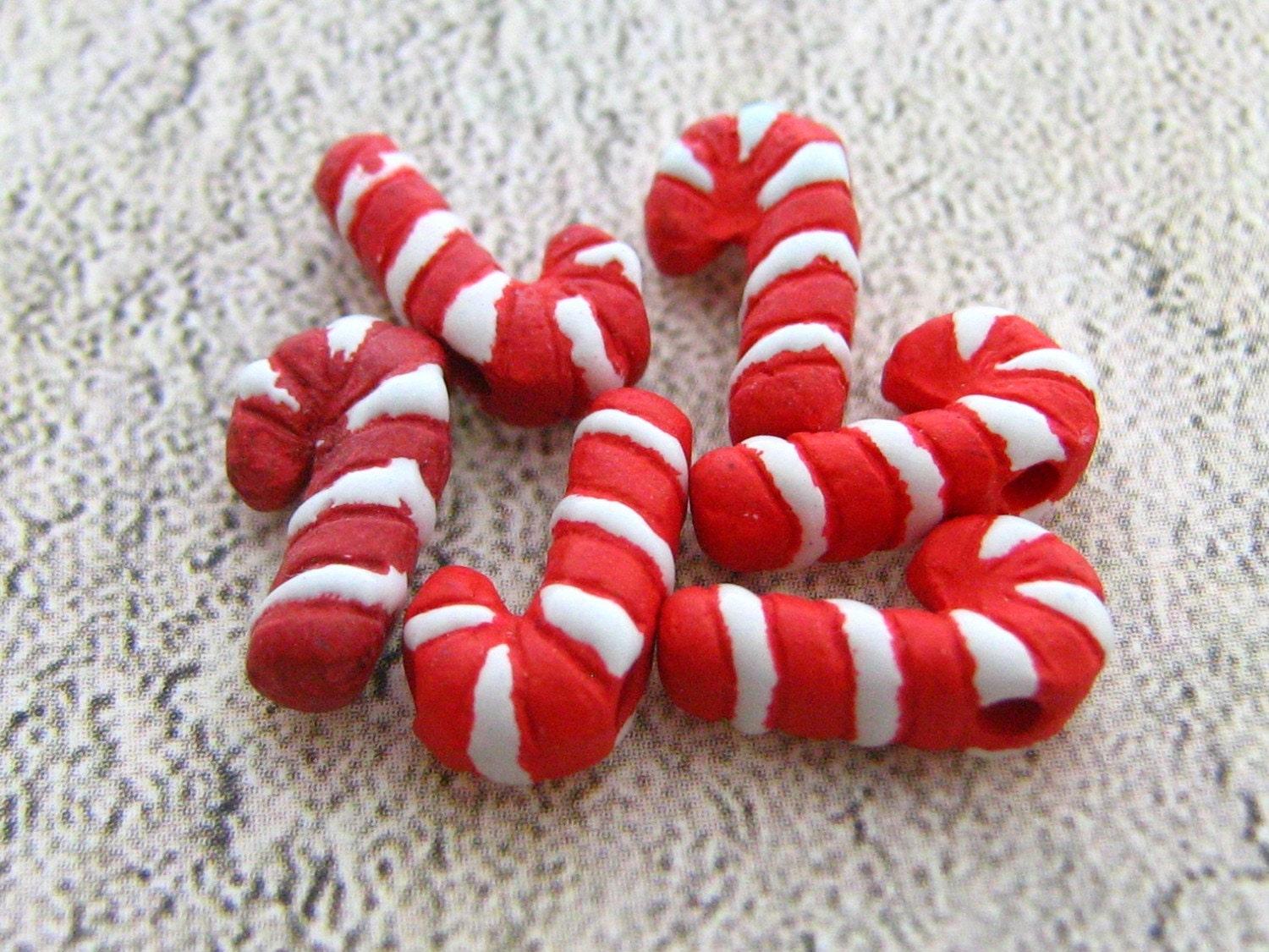 20 Ceramic Beads Tiny Candy Cane Beads CB97 Etsy