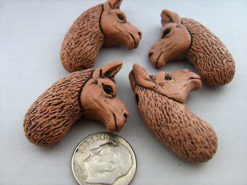 10 Large Brown Llama Head Beads LG353 image 3