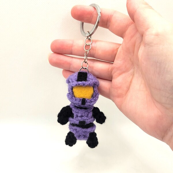 Mini Halo Master Chief Spartan Red vs Blue Rooster Teeth Crochet doll - Keychain Ornament Backpack Charm Magnet **Ships in 2-4 weeks**