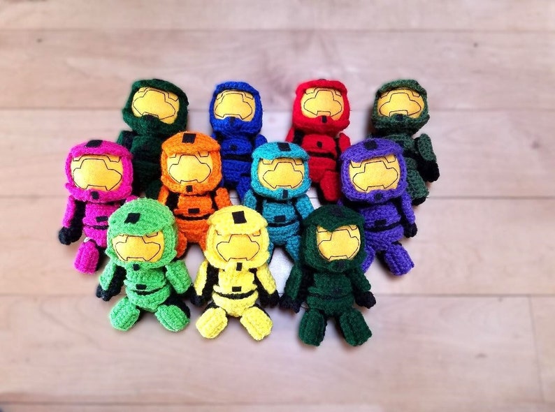 Halo Master Chief Spartan Red vs Blue Rooster Teeth Crochet doll Ships in 2-4 weeks image 1
