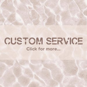 May include: A light beige graphic featuring a water-like ripple pattern in the background. The text CUSTOM SERVICE is displayed in a bold, rounded brown font, followed by the smaller text Click for more... in the same brown color.