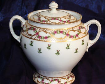 ヴィンテージ ハビランド リモージュ ミニ シュガーボウルと蓋 マルチ