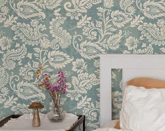 Vintage Cream Floral Wallpaper | Textured Victorian Peel and Stick