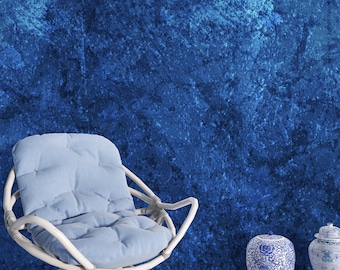 Blue Venetian Stucco Wallpaper Peel and Stick Textured Concrete Abstract Wall Mural Decor