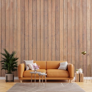 Vertical Wood Panel Slats Effect Striped Wallpaper – Rustic Modern Wood Grain Accent, Peel and Stick Texture for Office Cork Wall Covering