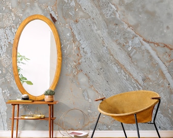 Vein Marble Wallpaper | Taupe Rust Stone Texture |  Bathroom Style Peel and Stick Mural