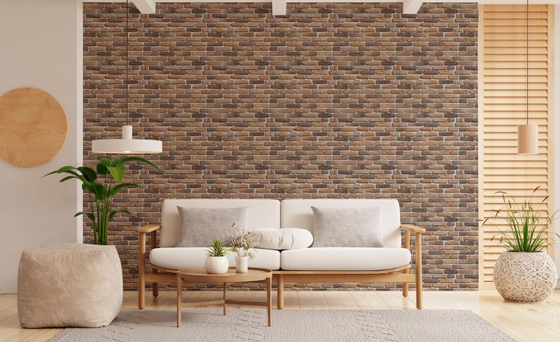 Faux Brick Wallpaper | Peel and Stick Wall Mural | Living Room Decor ...