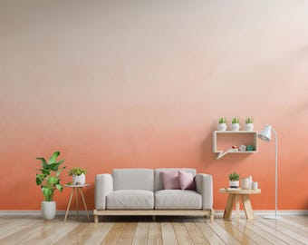 Orange Ombre Peel and Stick Wallpaper | Gradient Style Wall Art | Bedroom Living Room Decor