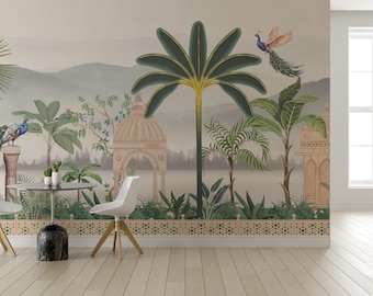Peel Stick Tropical Garden Wallpaper Mural Indian Palace Style Living Room Luxury Wall Decor