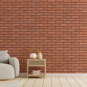 Red Brick Wallpaper | Modern Rustic Peel and Stick Wallpaper – Faux Brick Wall Mural for Kitchen Wallpaper Self Adhesive Wall Panel