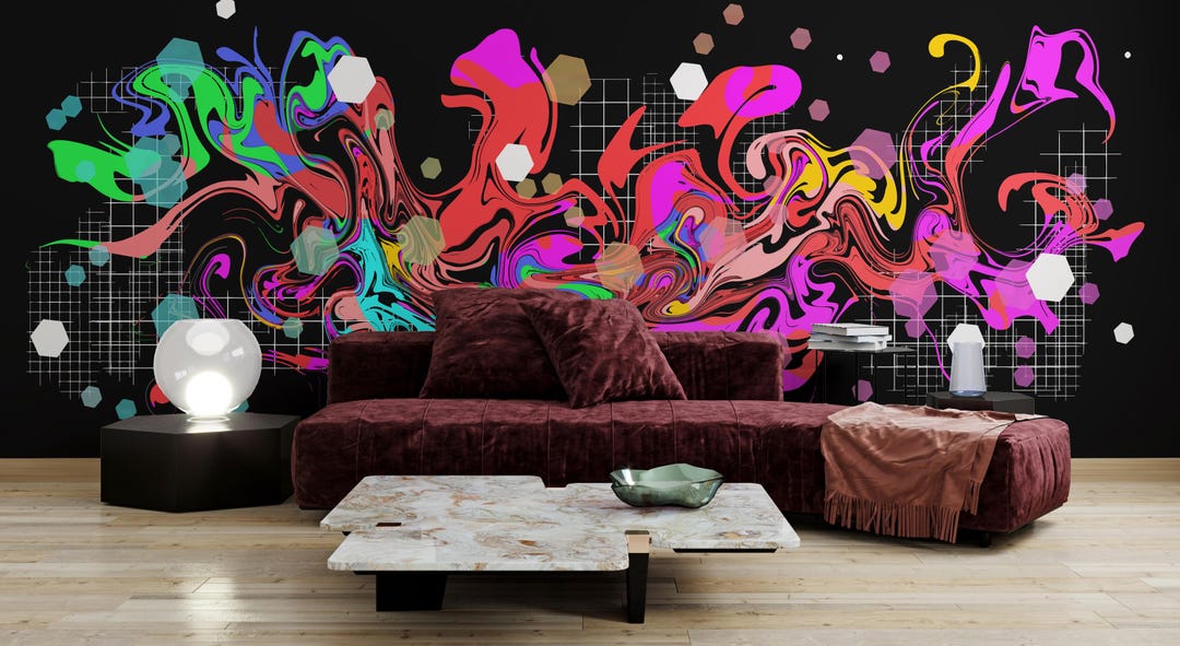Graffiti Wallpaper | Abstract Urban Wall Art | Peel and Stick Mural - Etsy