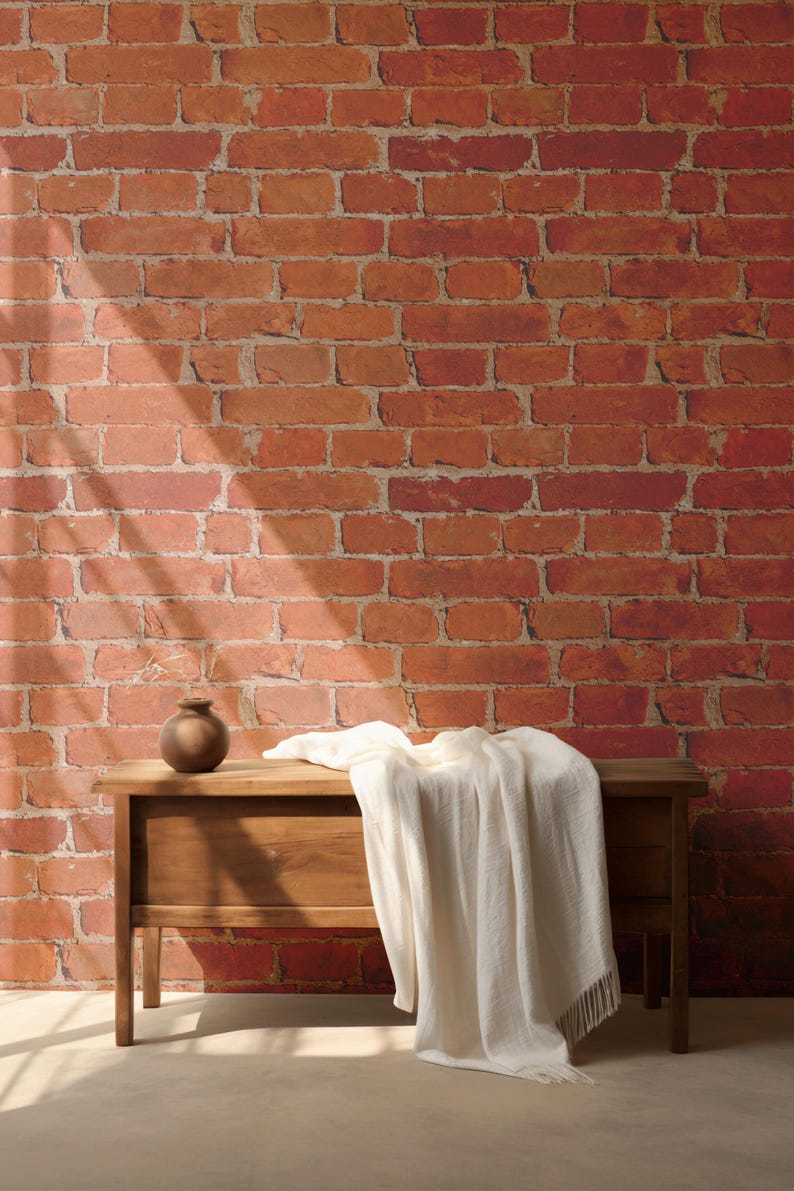 Red Brick Peel and Stick Wallpaper Removable Faux Brick Wall Rustic ...