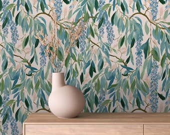 Peel Stick Wisteria Wallpaper Watercolor Scandinavian Bedroom Homeowners Calming Accent Wall Mural Removable Panels