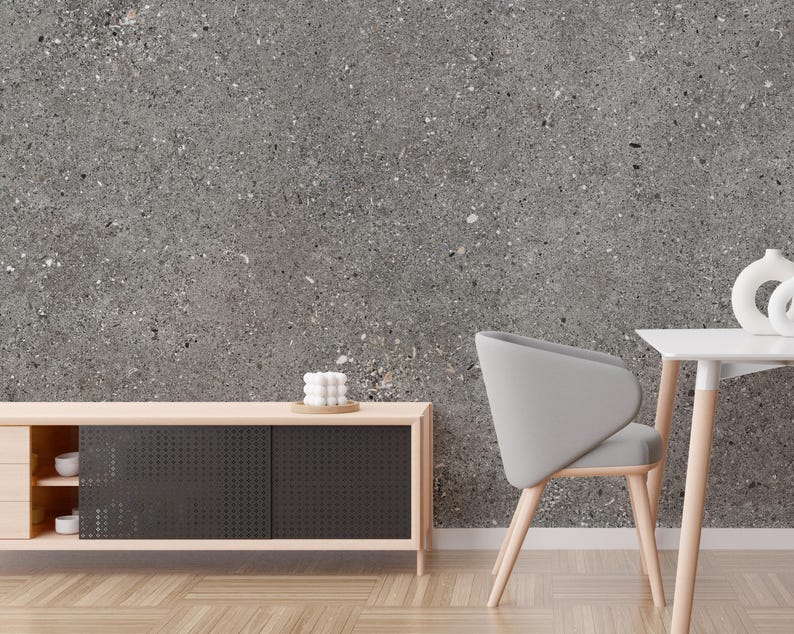 Concrete Texture Wallpaper Peel Stick Industrial Gray Wall Mural Modern ...