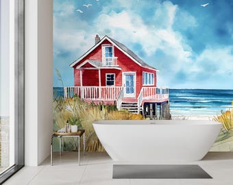 Beach Wall Mural Peel Stick Coastal Ocean Removable Wallpaper Living Room Large Wall Decor