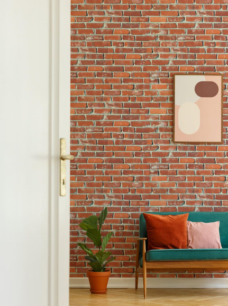 Faux Red Brick Peel and Stick Wallpaper | Rustic Industrial Farmhouse ...