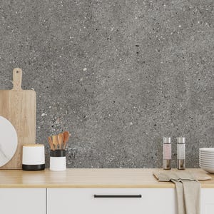 Concrete Peel and Stick Wallpaper | Gray Industrial Cement Texture Removable Terrazzo Wall Mural | Modern Loft Office Kitchen Accent | Vinyl