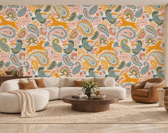Tropical Leopard and Bird Peel and Stick Wallpaper
