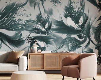 Abstract Teal Wallpaper Peel Stick Watercolor Marble Modern Decor Living Room Bedroom Removable Wall