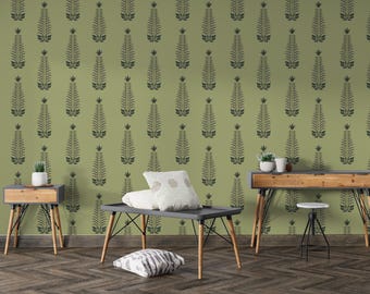 Vintage Botanical Wallpaper Peel Stick Green Leaf Pattern Removable Wall Decor Bedroom Living Room