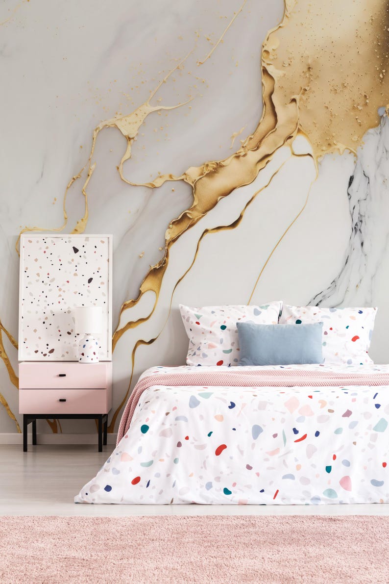 Image result for Gold White Marble Wallpaper | Metallic Veins Texture | Modern Luxury | Living Room | Peel Stick ...