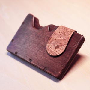 Portefeuille/porte-cartes en bois + Fermeture Liege/cuir | Wooden wallet | Business card holder | laser cut file (DXF, SVG, LBRN2, AI)