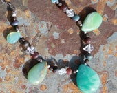 Seaside Path - Amazonite, Ruby , Herkimer diamond and Peruvian blue opal necklace and or earrings set by EvyDaywear