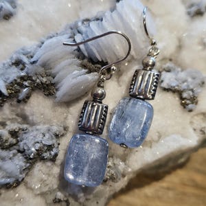 Aquamarine and sterling silver handmade earrings, blue stone earrings