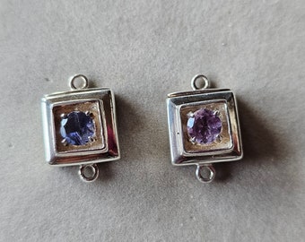 You pick, Magnetic Gemstone box clasps, sterling silver box clasps for jewelry making, iolite or amethyst box clasps, Sterling Silver clasps