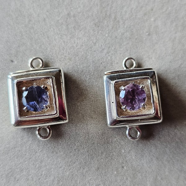 You pick, Magnetic Gemstone box clasps, sterling silver box clasps for jewelry making, iolite or amethyst box clasps, Sterling Silver clasps