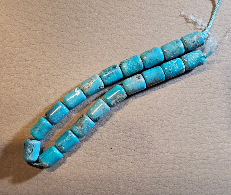 6 inch strands of Natural Hubei Turquoise Barrel Beads Selection available image 8