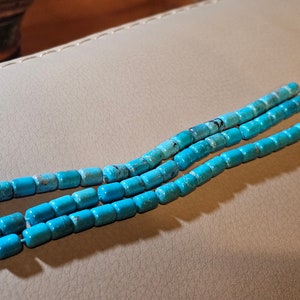 6 inch strands of Natural Hubei Turquoise Barrel Beads Selection available image 2